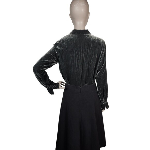 Vintage 90s J. Jill Grey Crushed Velvet Silk Rayon Button-Down Blouse Size Small - Picture 9 of 11